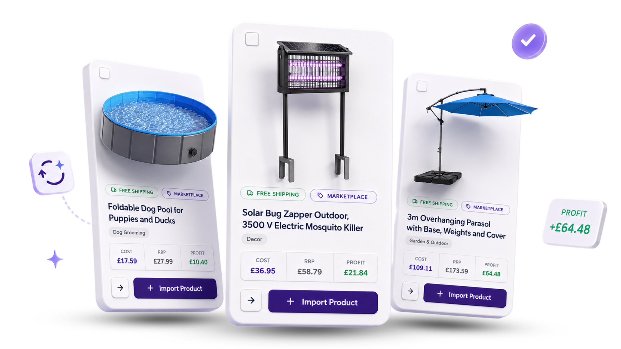Illustrative example: DropClicker catalogue product cards